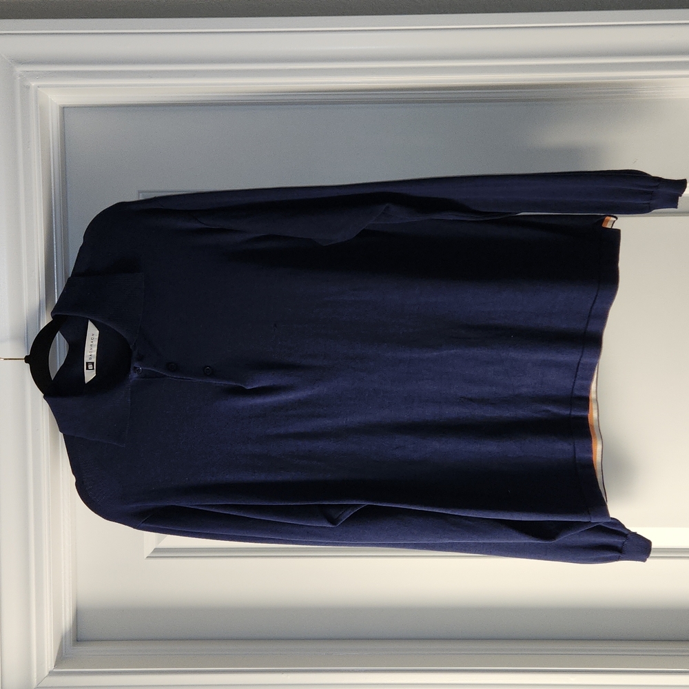 Men's Bachrach Navy Long Sleeve Polo Sweater